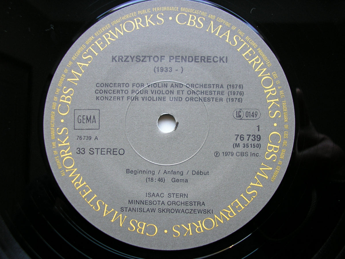 PENDERECKI: VIOLIN CONCERTO       STERN / MINNESOTA SYMPHONY ORCHESTRA / SKROWACZEWSKI    76739