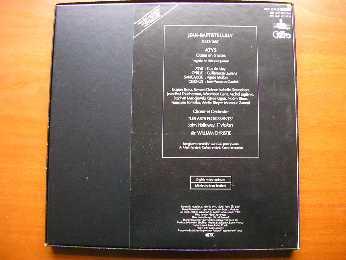 LULLY: ATYS      DE MEY / LAURENS / MELLON / GARDEIL / LES ARTS FLORISSANTS / CHRISTIE    3LP     HMC 1257-59