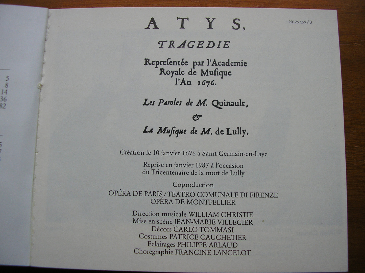 LULLY: ATYS      DE MEY / LAURENS / MELLON / GARDEIL / LES ARTS FLORISSANTS / CHRISTIE    3LP     HMC 1257-59