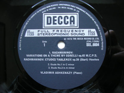 RACHMANINOV: ETUDES TABLEAUX Op. 39 / CORELLI VARIATIONS Op. 42     VLADIMIR ASHKENAZY    SXL 6604