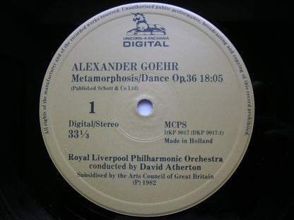 GOEHR: METAMORPHOSIS / DANCE / ROMANZA FOR CELLO & ORCHESTRA    WELSH / ROYAL LIVERPOOL PHILHARMONIC / ATHERTON      DKP 9017