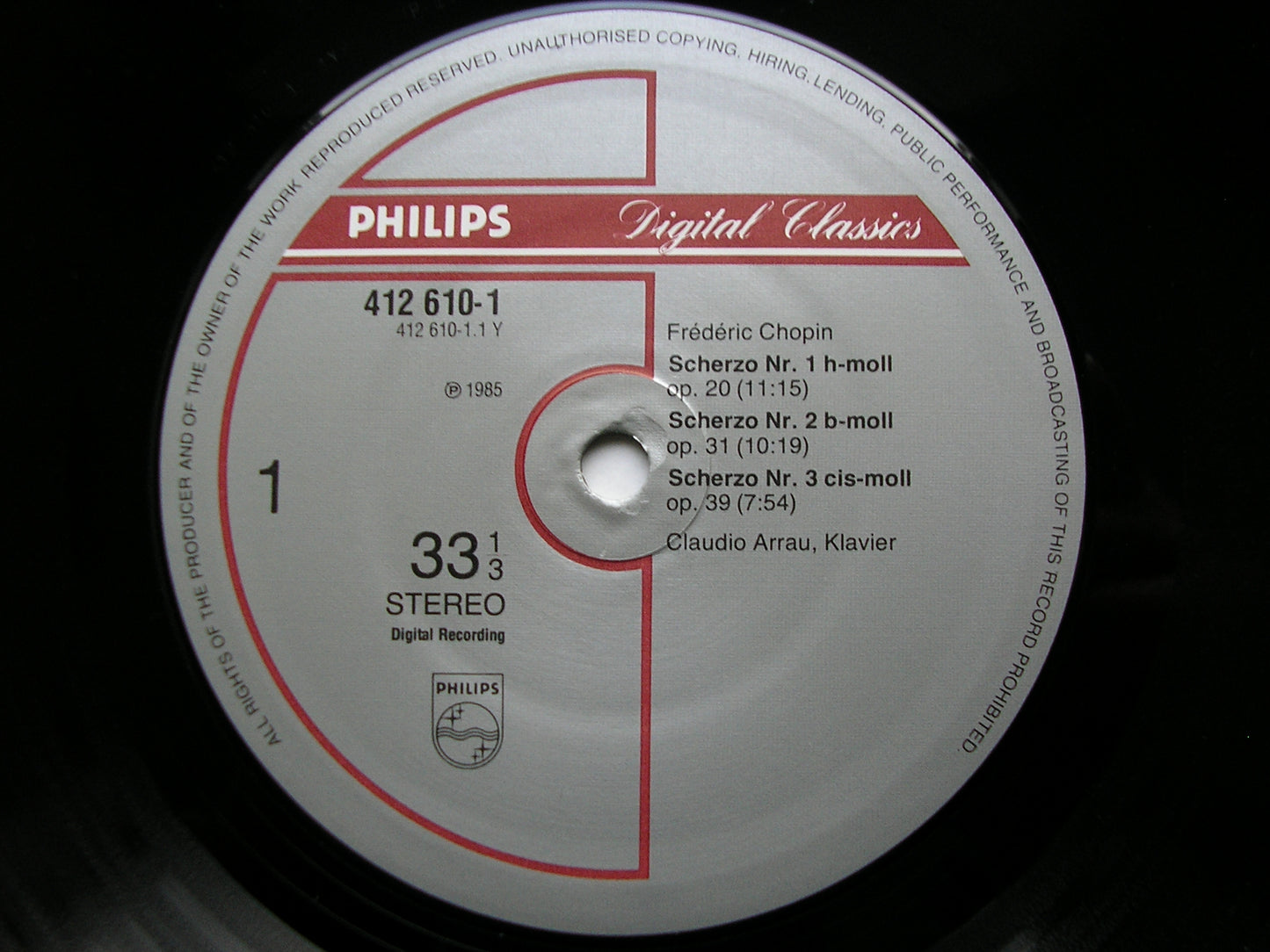 CHOPIN: FOUR SCHERZI / POLONAISE - FANTAISIE Op. 61    CLAUDIO ARRAU      412 610