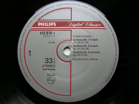 CHOPIN: FOUR SCHERZI / POLONAISE - FANTAISIE Op. 61    CLAUDIO ARRAU      412 610