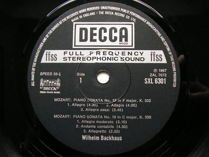 MOZART: PIANO SONATAS  K282 / K283 / K330 / K332 / RONDO K511   WILHELM BACKHAUS    SXL 6301