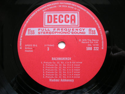 RACHMANINOV: 24 PRELUDES     VLADIMIR ASHKENAZY      2LP     5BB 221-2