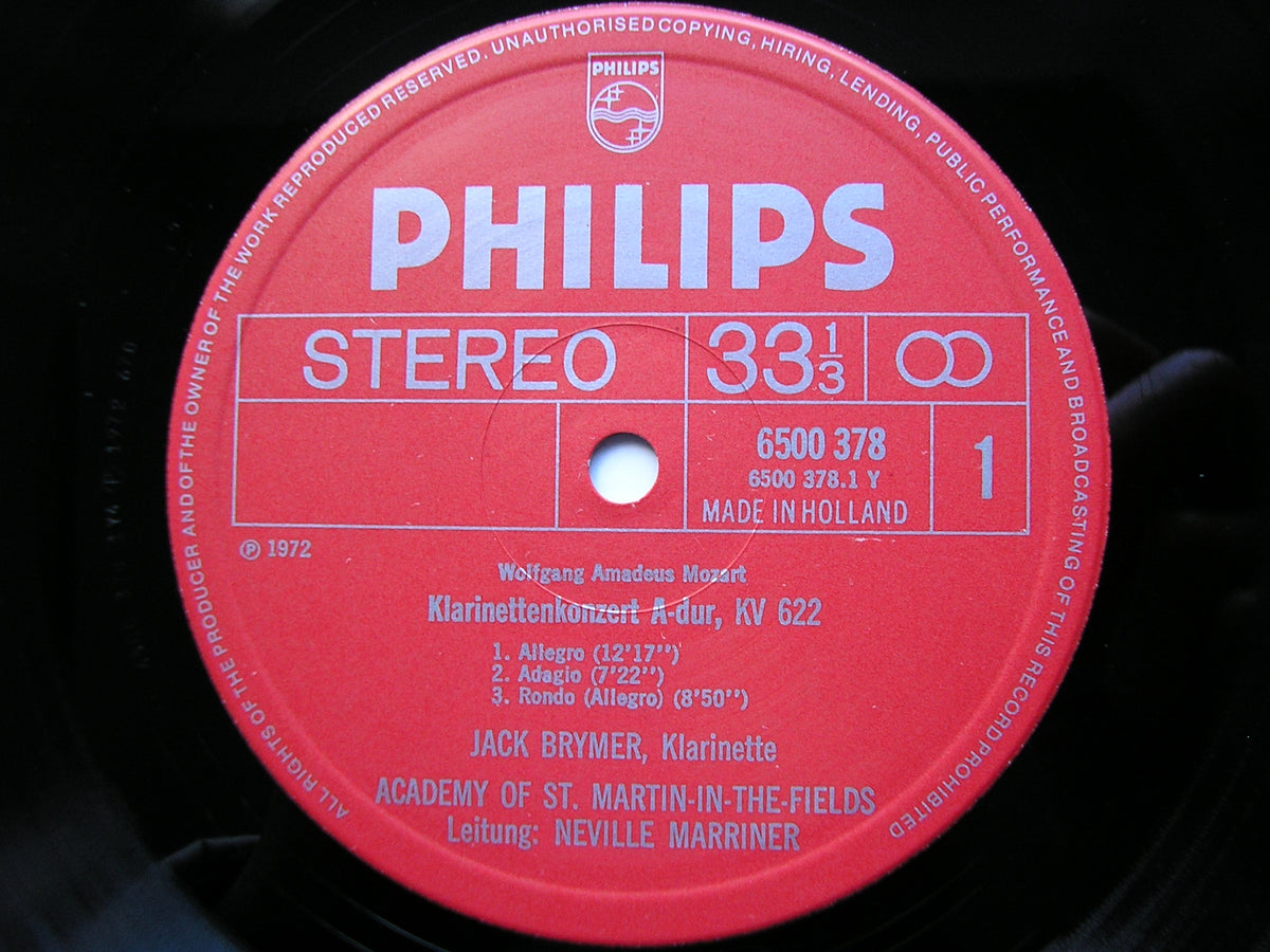 MOZART: CLARINET CONCERTO / BASSOON CONCERTO    BRYMER / CHAPMAN / ASMIF / MARRINER     6500 378