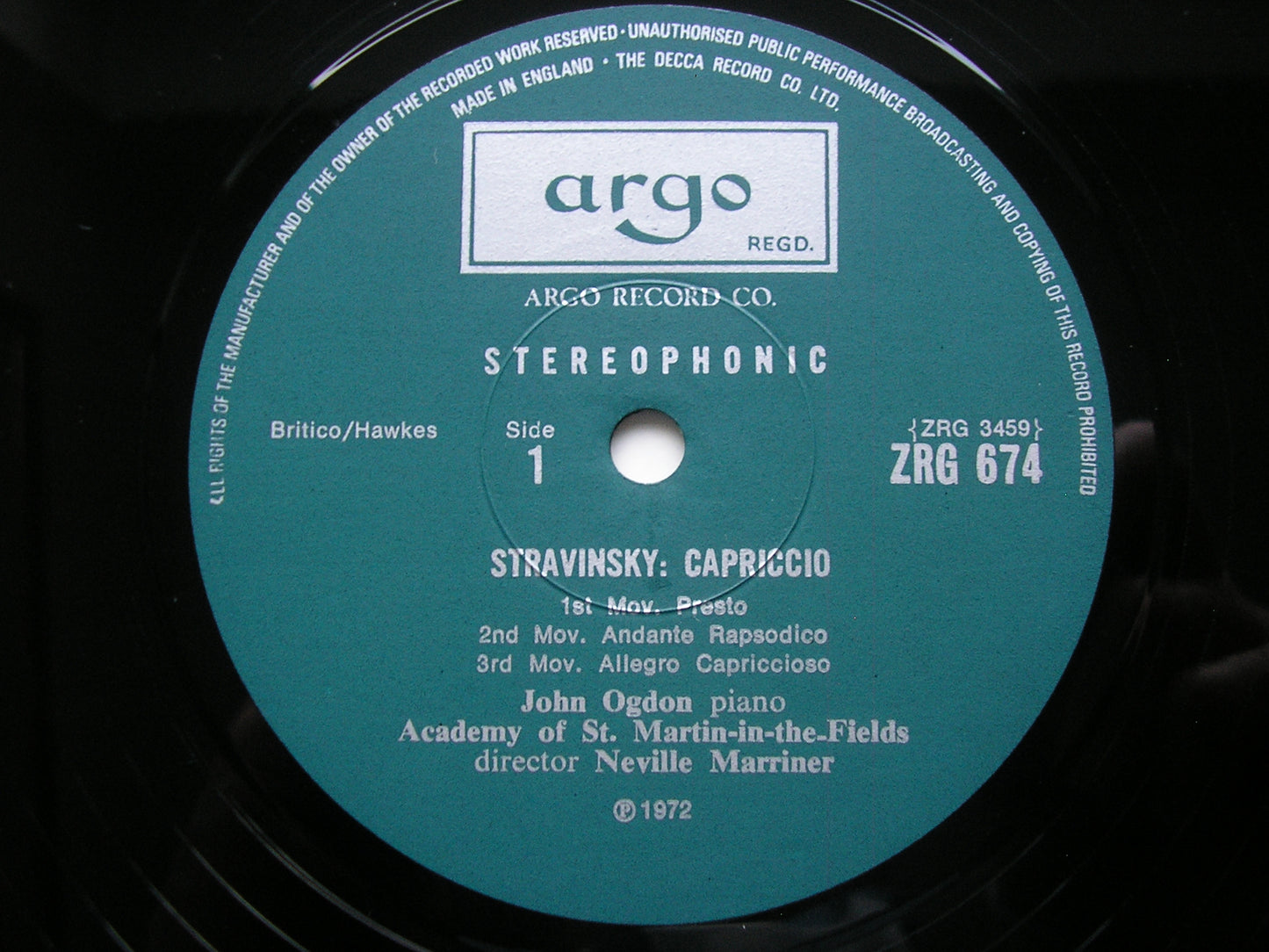 SHOSTAKOVICH: CONCERTO FOR PIANO, TRUMPET & STRINGS / STRAVINSKY: CAPRICCIO OGDON / WILBRAHAM / ASMIF / MARRINER ZRG 674