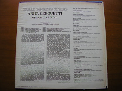 ANITA CERQUETTI SINGS OPERATIC ARIAS: VERDI / BELLINI / SPONTINI / PUCCINI     CERQUETTI / MMF / GAVAZZENI    SR 33189