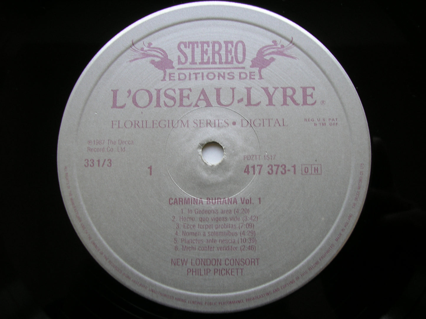 CARMINA BURANA: SONGS from the 13th Century Manuscript      PICKETT / NEW LONDON CONSORT      417 373