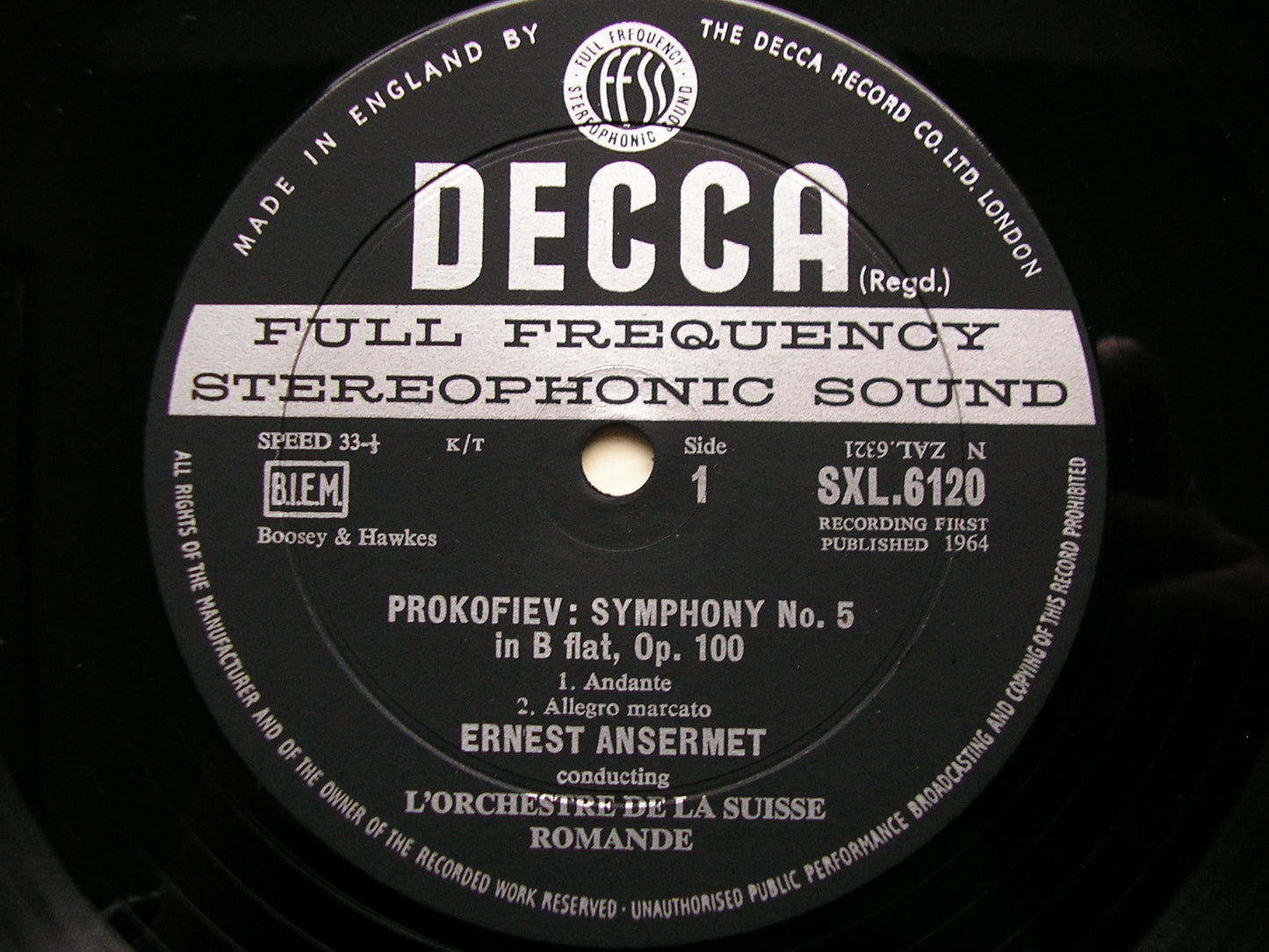 SXL 6120  PROKOFIEV: SYMPHONY No. 5     ANSERMET / SUISSE ROMANDE      ED2
