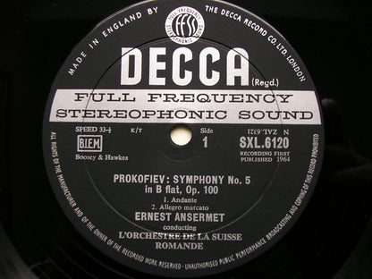 SXL 6120  PROKOFIEV: SYMPHONY No. 5     ANSERMET / SUISSE ROMANDE      ED2