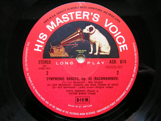 MUSIC FOR TWO PIANOS: RACHMANINOV / BIZET / LUTOSLAWSKI      VRONSKY & BABIN     ASD 614
