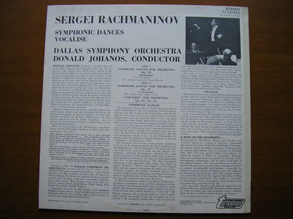 RACHMANINOV: SYMPHONIC DANCES / VOCALISE     JOHANOS / DALLAS SYMPHONY    TV 34145S
