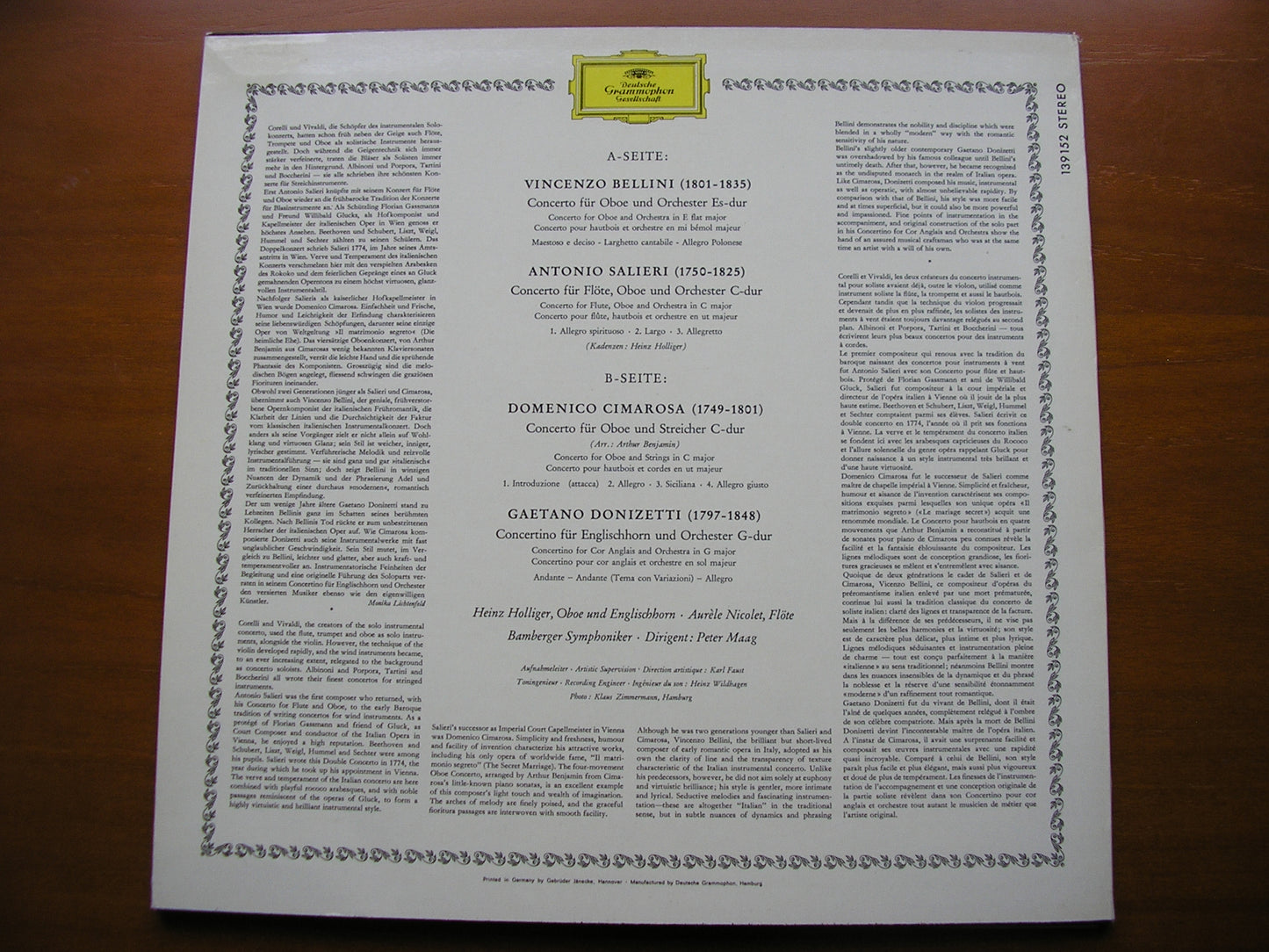 OBOE CONCERTOS: BELLINI / CIMAROSA / SALIERI / DONIZETTI      HOLLIGER / BAMBERG SYMPHONY / MAAG     139 152