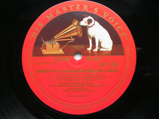 BARTOK: PIANO CONCERTO No. 3 / DANCE SUITE      FISCHER / LONDON SYMPHONY / PHILHARMONIA / MARKEVITCH     ALP 1588