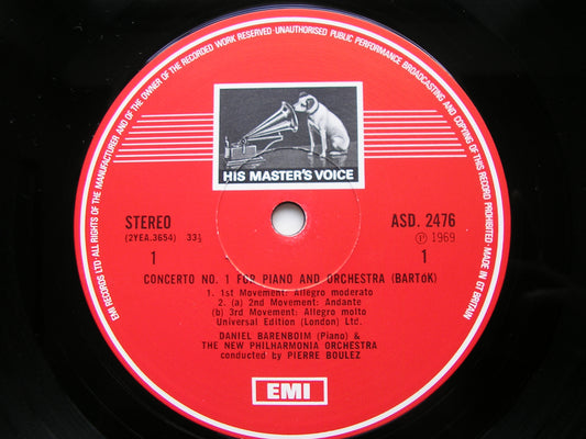 BARTOK: PIANO CONCERTOS Nos. 1 & 3      BARENBOIM / NEW PHILHARMONIA / PIERRE BOULEZ     ASD 2476