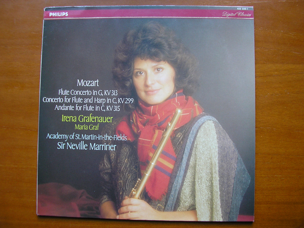 MOZART: FLUTE CONCERTO K313 / CONCERTO FOR FLUTE & HARP / ANDANTE K315       GRAFENAUER / ASMIF / MARRINER     422 339