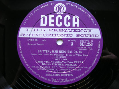 BRITTEN:  WAR REQUIEM      SOLOISTS / MELOS ENSEMBLE / LONDON SYMPHONY / BRITTEN     2LP     SET 252/3