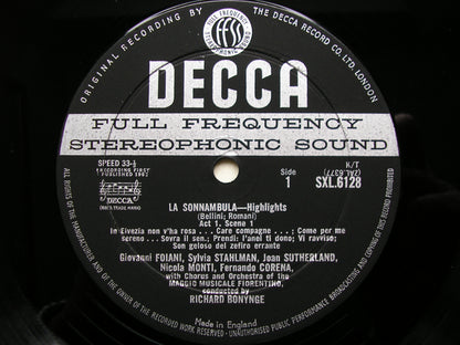 SXL 6128  BELLINI: LA SONNAMBULA    SUTHERLAND / MONTI / ELKINS / MMF / BONYNGE      ED1