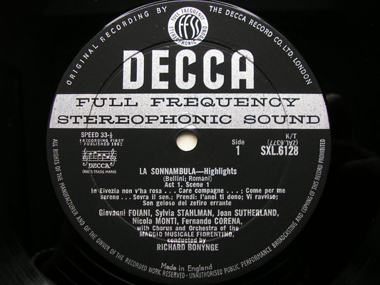 SXL 6128  BELLINI: LA SONNAMBULA    SUTHERLAND / MONTI / ELKINS / MMF / BONYNGE      ED1