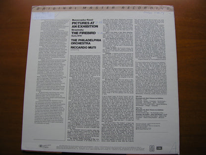 MUSSORGSKY: PICTURES AT AN EXHIBITION / STRAVINSKY: THE FIREBIRD Suite      MUTI / PHILADELPHIA ORCHESTRA     MFSL 1-520