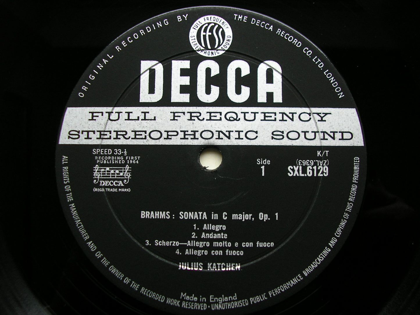 SXL 6129  BRAHMS: THE COMPLETE PIANO WORKS  Volume 3    JULIUS KATCHEN     ED1