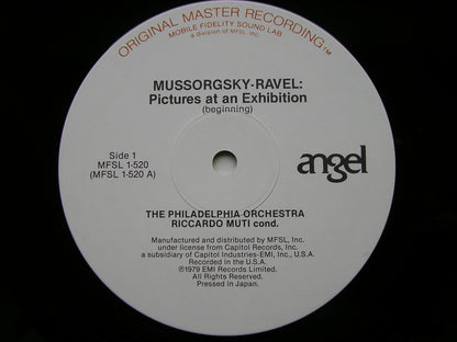 MUSSORGSKY: PICTURES AT AN EXHIBITION / STRAVINSKY: THE FIREBIRD Suite      MUTI / PHILADELPHIA ORCHESTRA     MFSL 1-520