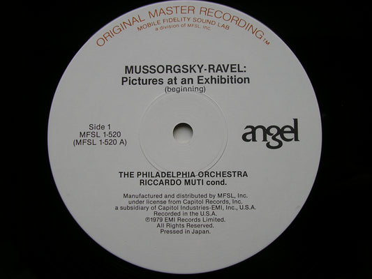 MUSSORGSKY: PICTURES AT AN EXHIBITION / STRAVINSKY: THE FIREBIRD Suite      MUTI / PHILADELPHIA ORCHESTRA     MFSL 1-520