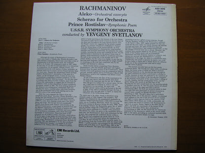 RACHMANINOV: PRINCE ROSTISLAV / SCHERZO / 'ALEKO'      SVETLANOV / USSR SYMPHONY      ASD 3019
