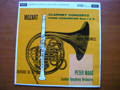 MOZART: CLARINET CONCERTO / HORN CONCERTOS Nos. 1 & 3       DE PEYER / TUCKWELL / LONDON SYMPHONY / MAAG     SXL 2238