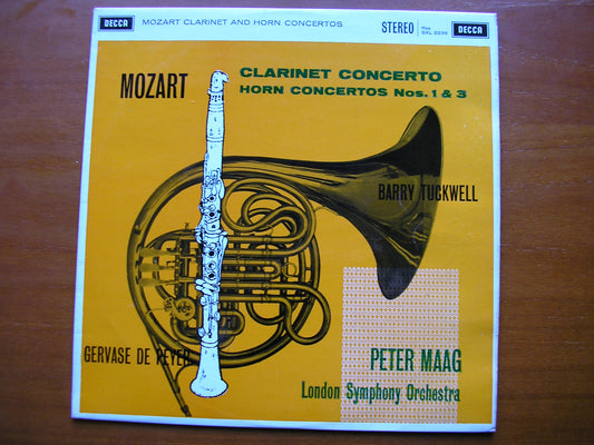 MOZART: CLARINET CONCERTO / HORN CONCERTOS Nos. 1 & 3       DE PEYER / TUCKWELL / LONDON SYMPHONY / MAAG     SXL 2238
