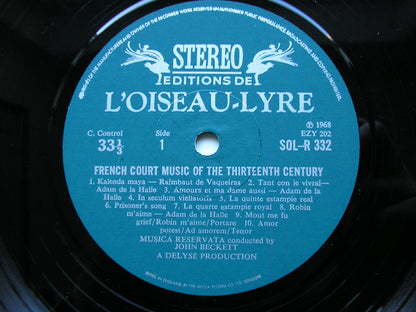 FRENCH COURT MUSIC OF THE 13th CENTURY: RAIMBAULT DE VAQUEIRAS / ADAM DE LA HALLE / GACES BRULLES       MUSICA RESERVATA / BECKETT     SOL-R 332