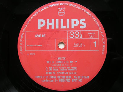 BARTOK: VIOLIN CONCERTO No. 2 / RHAPSODY      SZERYNG / CONCERTGEBOUW ORCHESTRA / HAITINK    6500 021