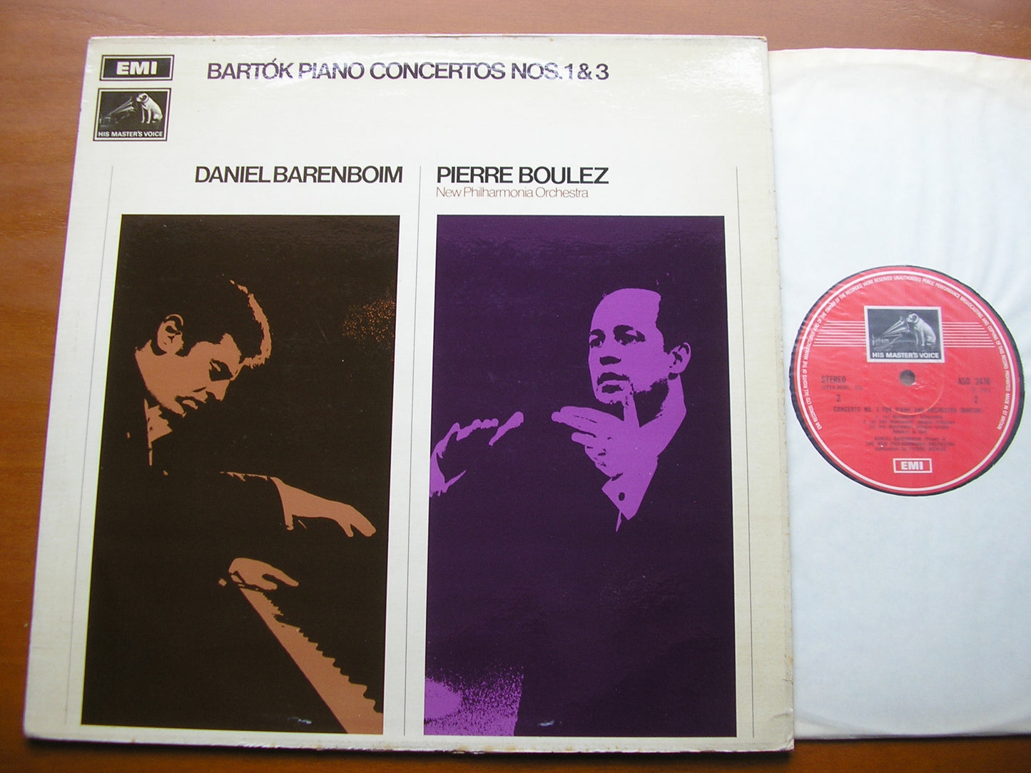 BARTOK: PIANO CONCERTOS Nos. 1 & 3      BARENBOIM / NEW PHILHARMONIA / PIERRE BOULEZ     ASD 2476