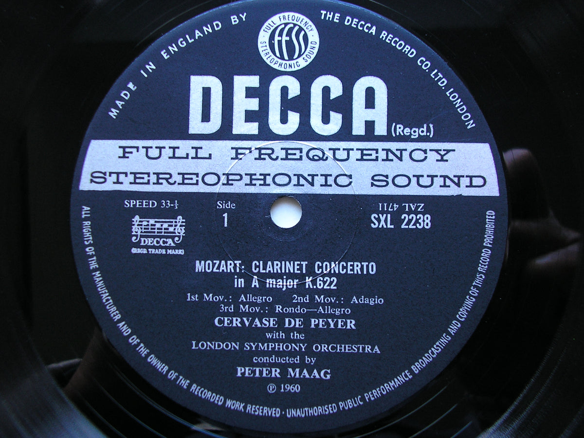 MOZART: CLARINET CONCERTO / HORN CONCERTOS Nos. 1 & 3       DE PEYER / TUCKWELL / LONDON SYMPHONY / MAAG     SXL 2238