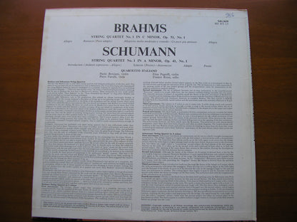 BRAHMS: STRING QUARTET No. 1 Op. 51 / SCHUMANN: STRING QUARTET No. 1  Op. 41      QUARTETTO ITALIANO    SAL 3639