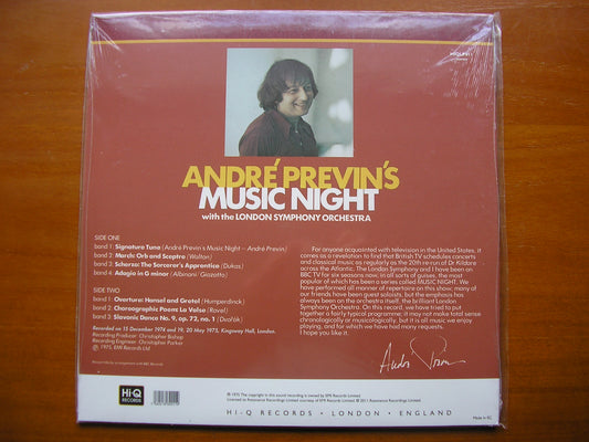 ANDRE PREVIN'S MUSIC NIGHT: WALTON / DUKAS / ALBINONI / RAVEL / DVORAK     REVIN / LONDON SYMPHONY    Hi-QLP 011