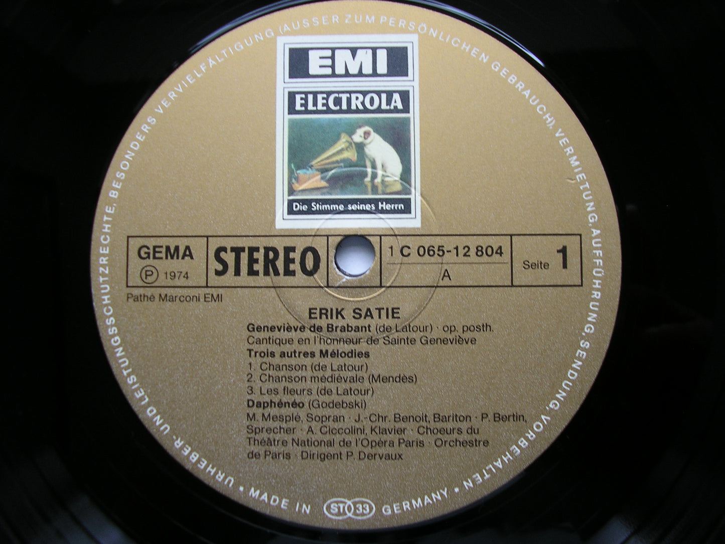 SATIE: GENEVIEVE DE BRABANT / LA MESSE DES PAUVRES / SONGS      MESPLE / ORCHESTRE DE PARIS / DERVAUX     065 - 12804