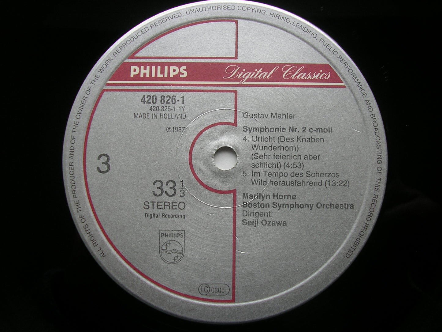 MAHLER: SYMPHONY No. 2 'Resurrection'    TE KANAWA / HORNE / BOSTON SYMPHONY ORCHESTRA / OZAWA    420 824