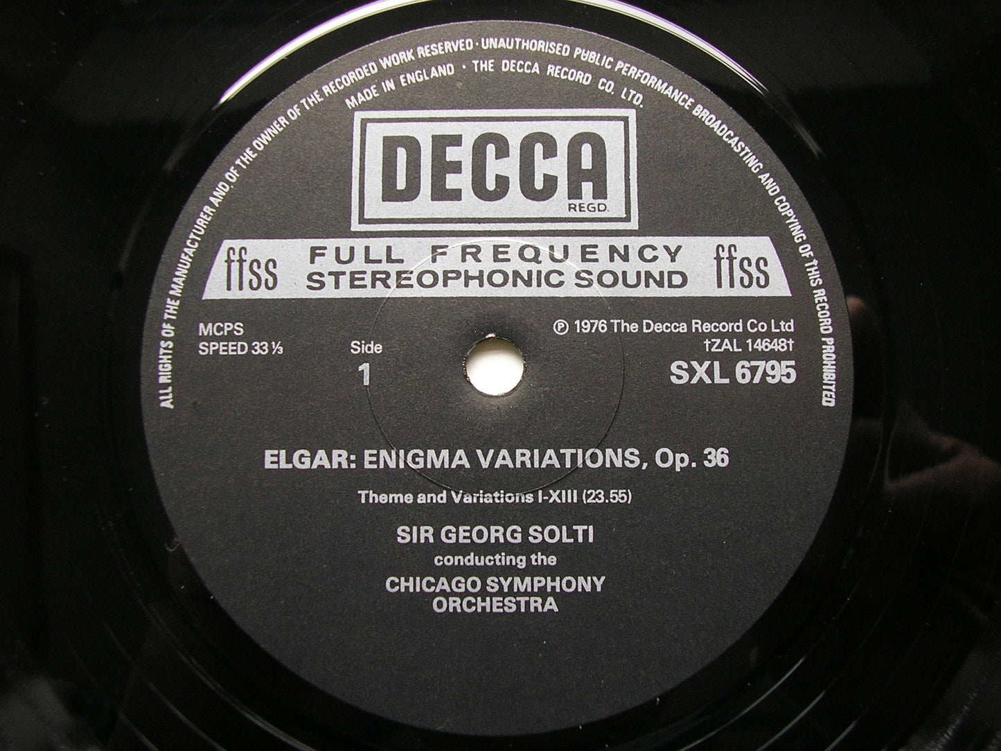 ELGAR: ENIGMA VARIATIONS / OVERTURE COCKAIGNE       SOLTI / LONDON PHILHARMONIC      SXL 6795