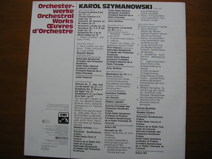 SZYMANOWSKI: ORCHESTRAL WORKS     SEMKOW / WIT / KASPRZYK / POLISH RADIO ORCHESTRA / KRAKOW RADIO SYMPHONY    3LP    SLS 5242
