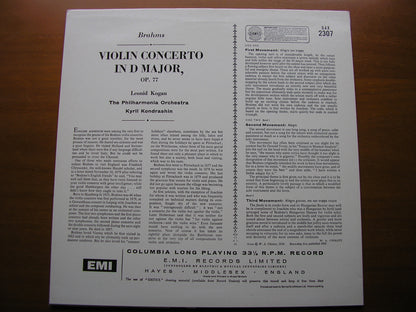 BRAHMS: VIOLIN CONCERTO     KOGAN / PHILHARMONIA / KONDRASHIN     SAX 2307