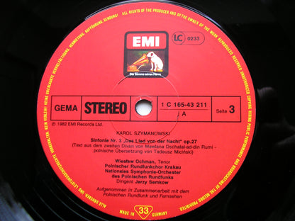 SZYMANOWSKI: ORCHESTRAL WORKS     SEMKOW / WIT / KASPRZYK / POLISH RADIO ORCHESTRA / KRAKOW RADIO SYMPHONY    3LP    SLS 5242