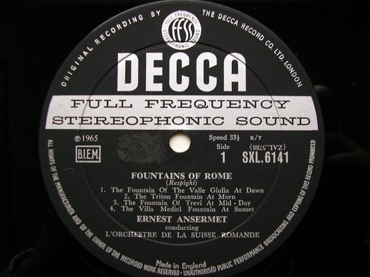 SXL 6141  RESPIGHI: PINES OF ROME / FOUNTAINS OF ROME     ANSERMET / SUISSE ROMANDE     ED1