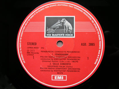 PENDERECKI CONDUCTS PENDERECKI: FONOGRAMMI / CELLO CONCERTO / DE NATURA SONORIS No. 2 / KANON / CAPRICCIO      2LP      SLS 850