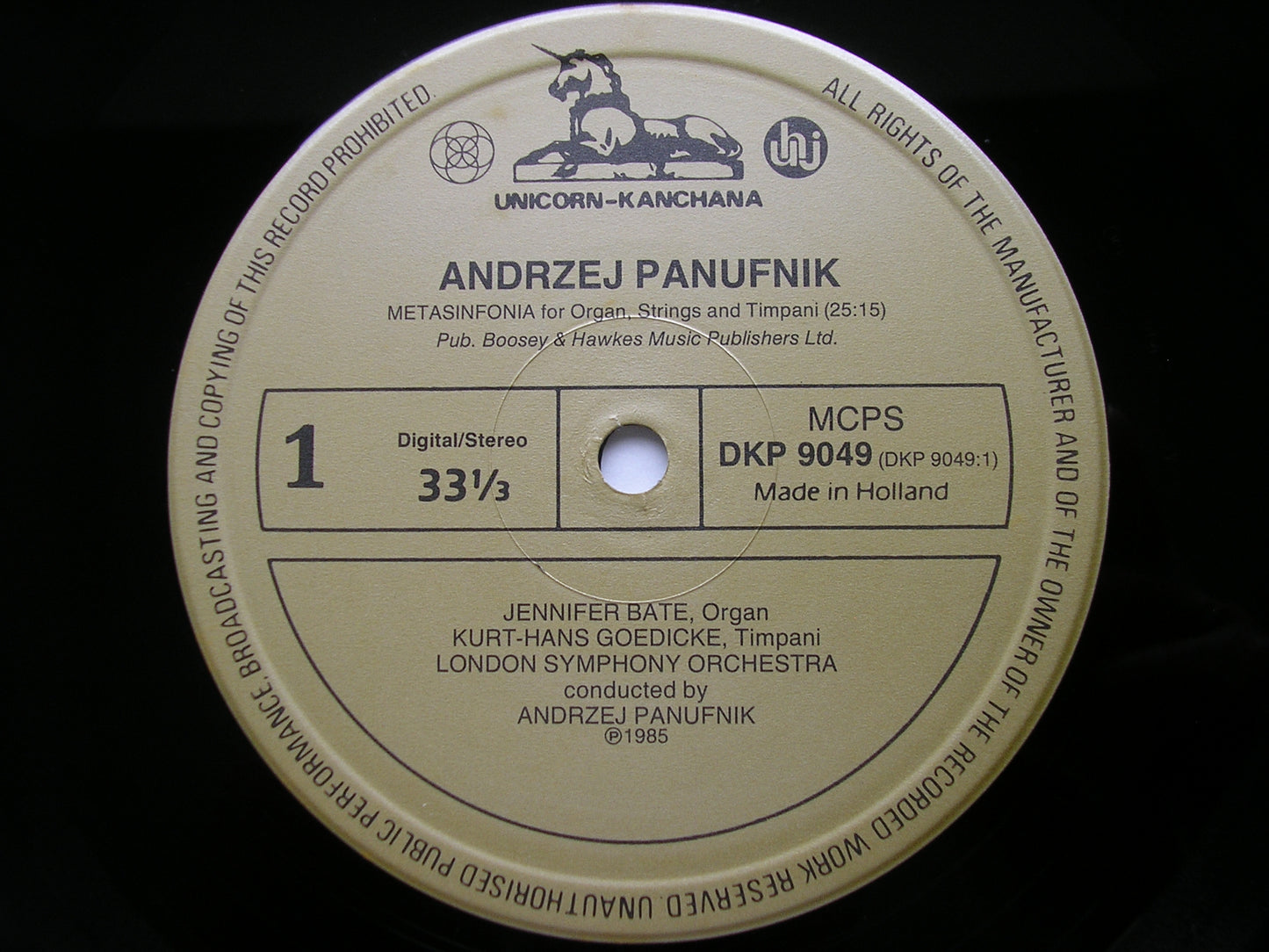 PANUFNIK: METASINFONIA / UNIVERSAL PRAYER*     SOLOISTS / LONDON SYMPHONY / STOKOWSKI* / PANUFNIK      DKP 9049