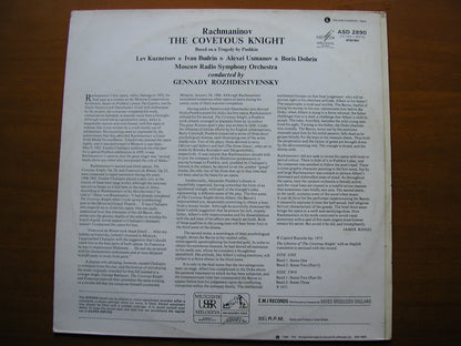 RACHMANINOV: THE COVETOUS KNIGHT    SOLOISTS / MOSCOW RADIO SYMPHONY / ROZHDESTVENSKY    ASD 2890