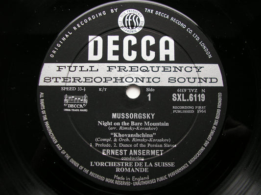 SXL 6119  RUSSIAN DELIGHTS: MUSSORGSKY / GLINKA       ORCHESTRAL MUSIC      ANSERMET / SUISSE ROMANDE    ED1