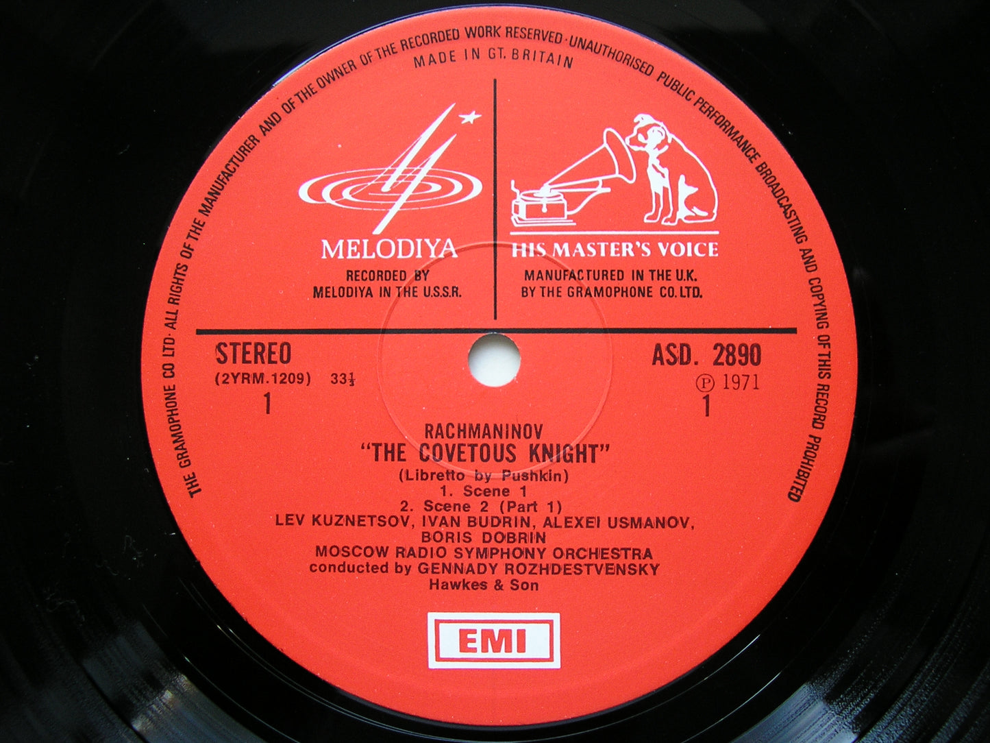 RACHMANINOV: THE COVETOUS KNIGHT    SOLOISTS / MOSCOW RADIO SYMPHONY / ROZHDESTVENSKY    ASD 2890