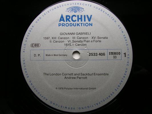 GABRIELI: CANZONI E SONATE 1597-1615     THE LONDON CORNET & SACKBUT ENSEMBLE / PARROTT     2533 406